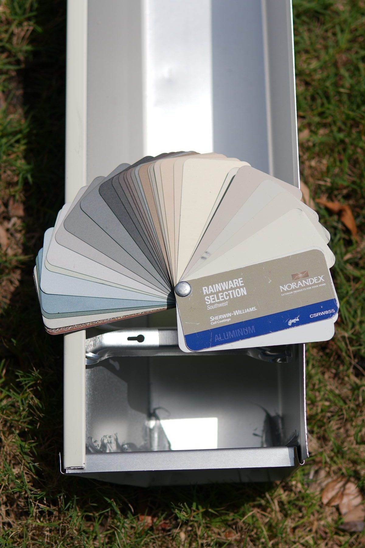 Norandex Rainware color selection — over 20 aluminum gutter colors available